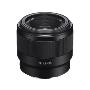 Sony FE 50mm f/1.8 prime lens side view