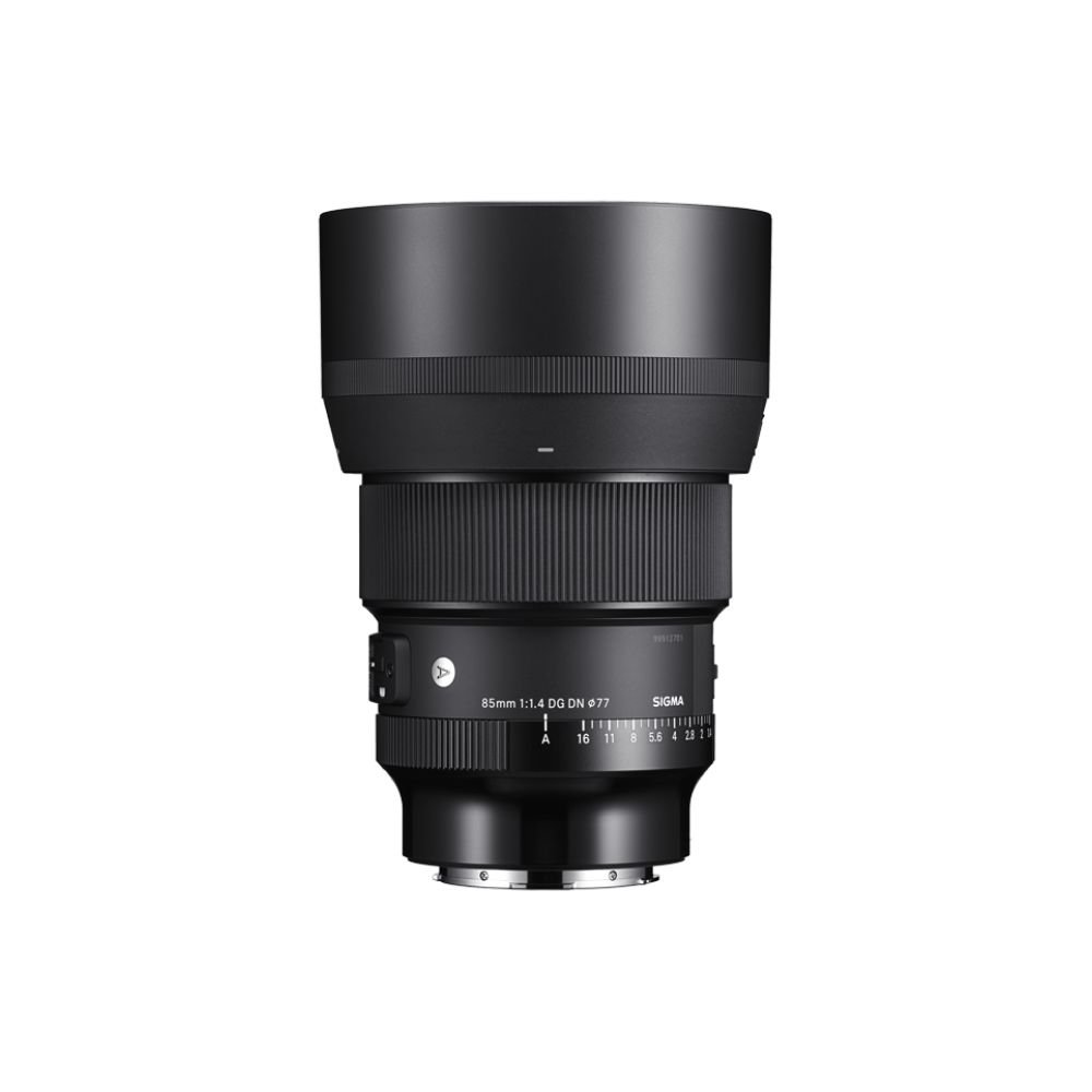 Sigma Art 85mm Sony lens mounted on Sony mirrorless camera